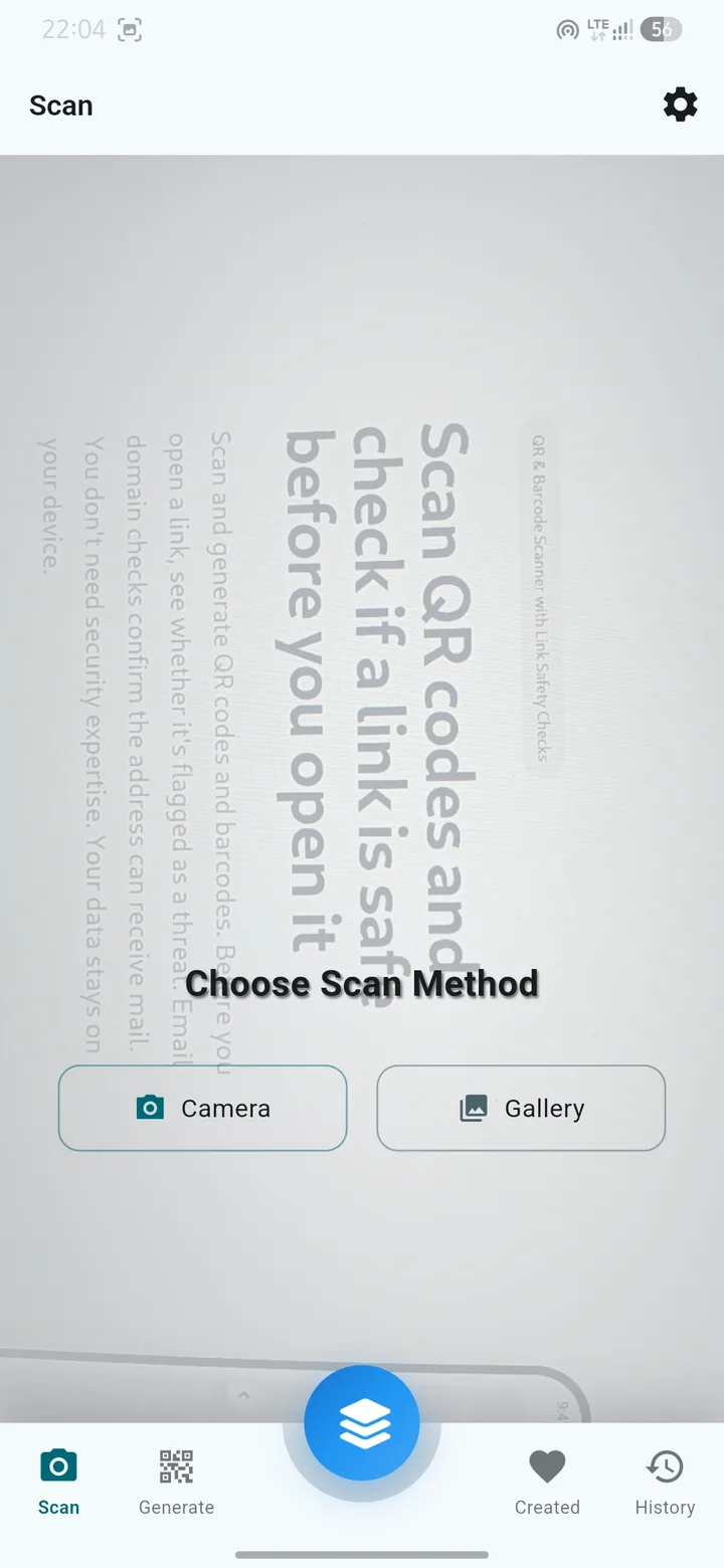 QR Snap Choose Scan Method with Camera and Gallery