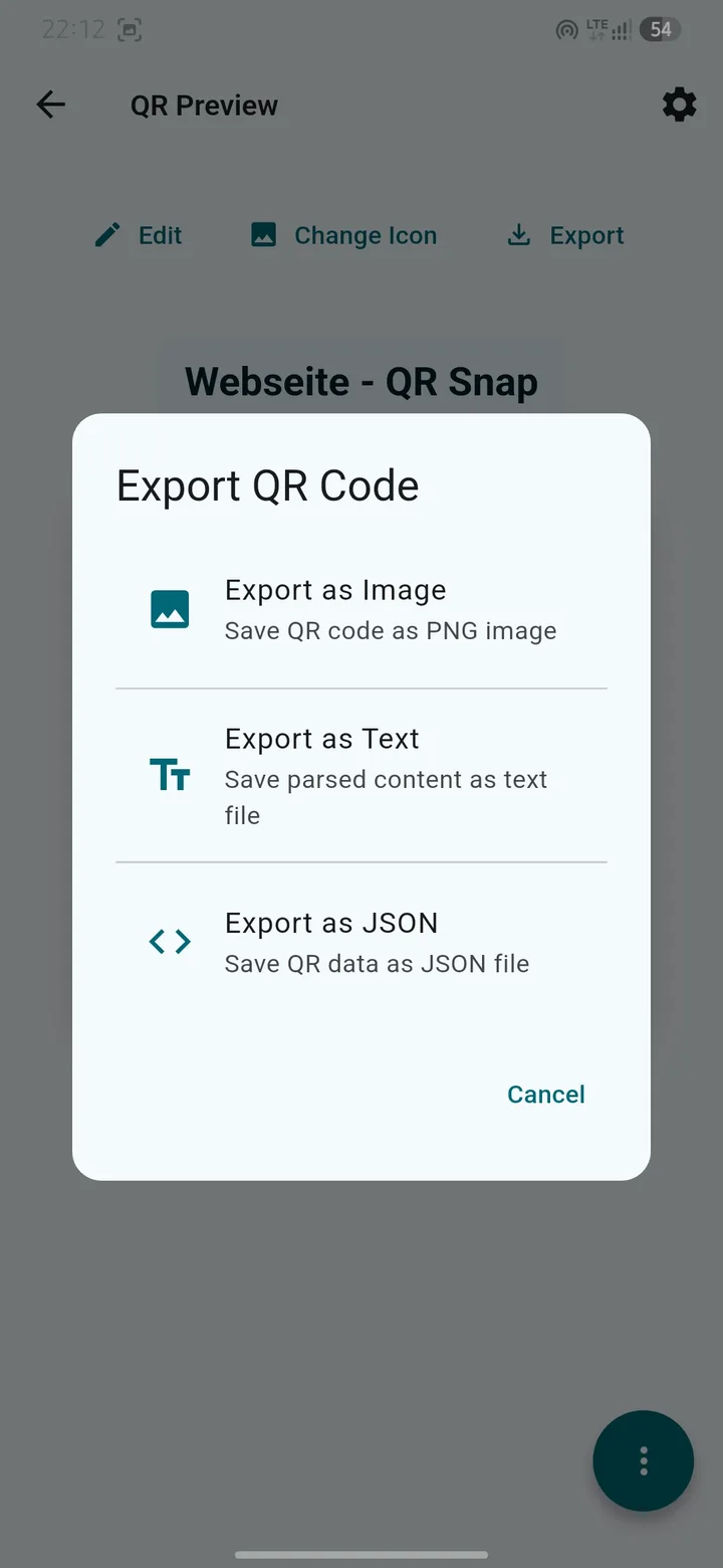 QR Snap export a single QR code from preview